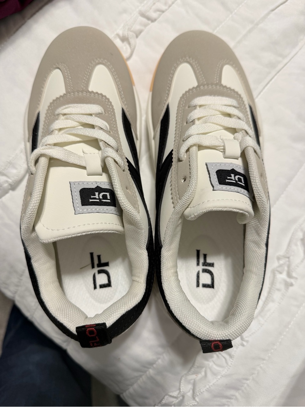 Casual Low-Top Sneakers — White, Black, Taupe